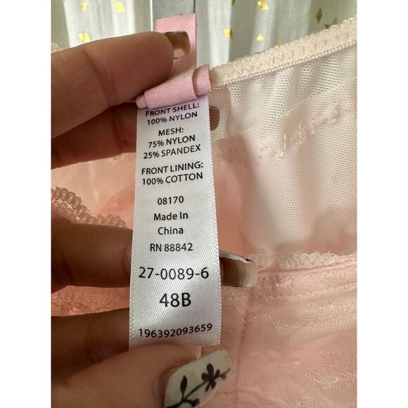 Comfort Choice NWT Pink Posture Support Front Hooks Wireless Lace Trim Bra 48B - Picture 10 of 10